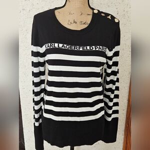 Brand New Karl Lagerfeld Black And White Sweater. Size M. With Tag.